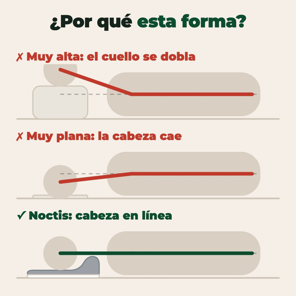 Forma de la almohada cervical Noctis explicada