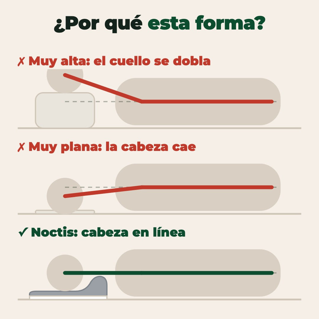Forma de la almohada cervical Noctis explicada