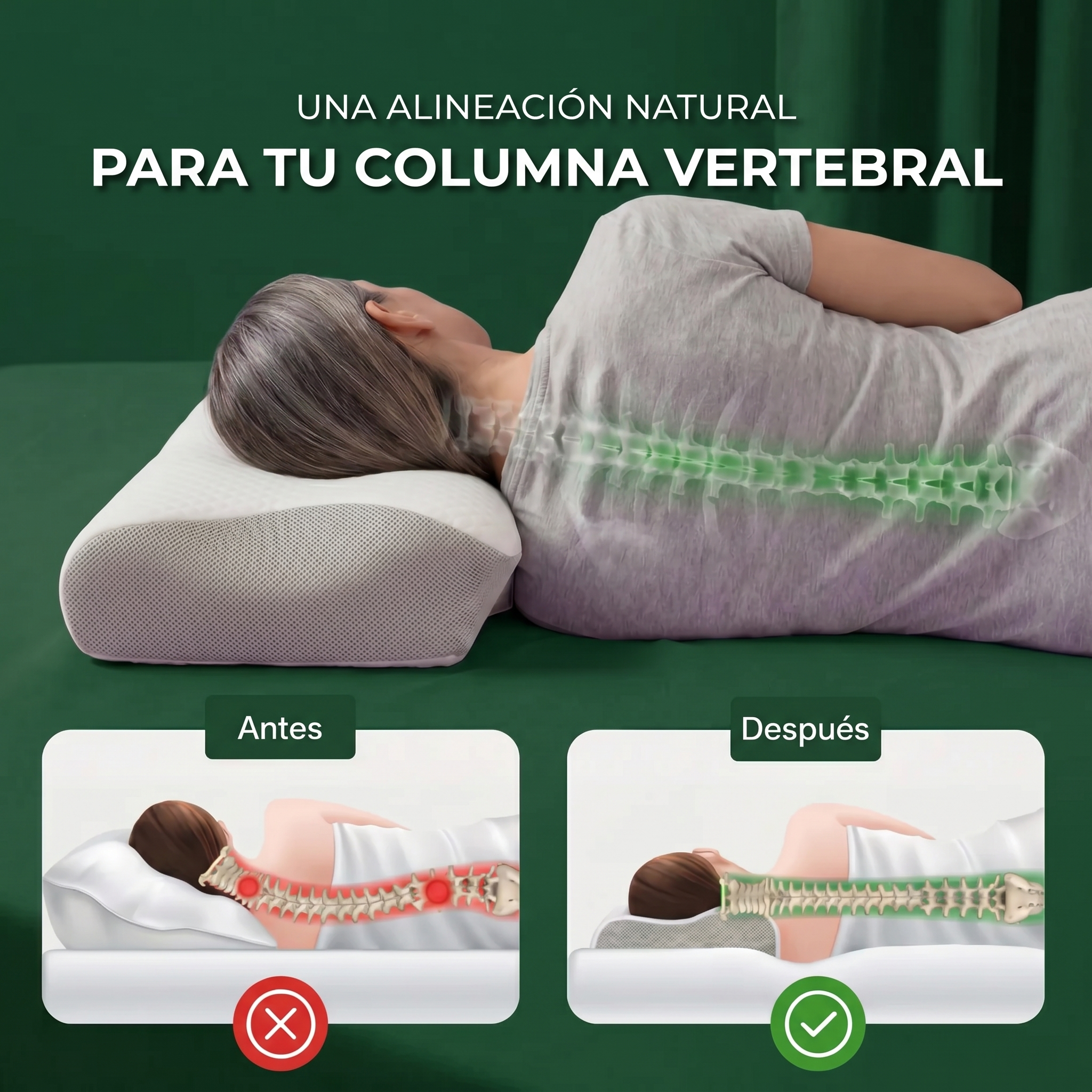 Almohada Ergonómica Cervical  · Adiós Al Dolor De Cuello