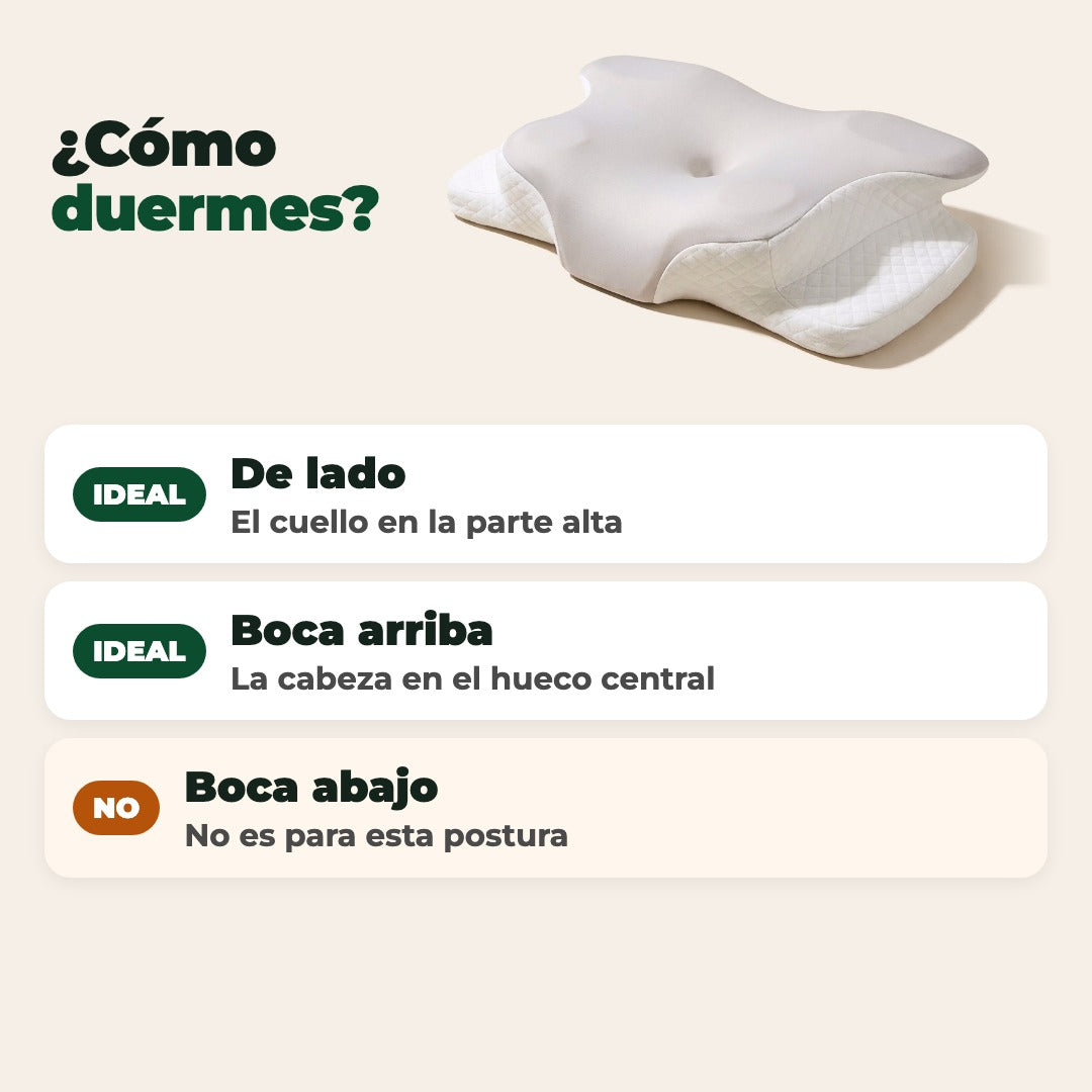 Para qué posturas sirve la almohada Noctis: de lado y boca arriba sí, boca abajo no