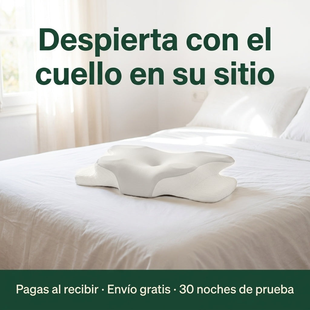 Almohada cervical Noctis con Forma Mariposa sobre la cama: pagas al recibir, envío gratis y 30 noches de prueba